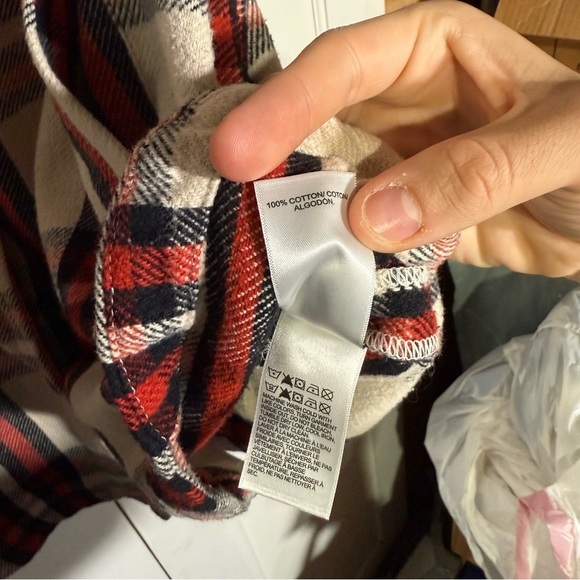 Lucky Brand Plaid Shacket Flannel Oversized Cream Black Red Size Large - Picture 12 of 14